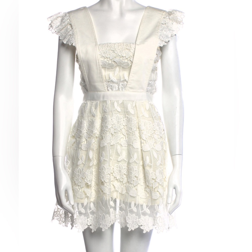 Ivory Lace Dress with Ruffle Details